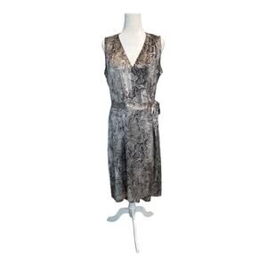 White House Black Market Snakeskin Print Flowy High Low Hem Wrap Dress Size 10